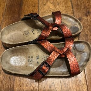 Birkenstock Birki’s Sylt Metallic Red Embossed Sandals Size 36 35 US 5.5 Narrow